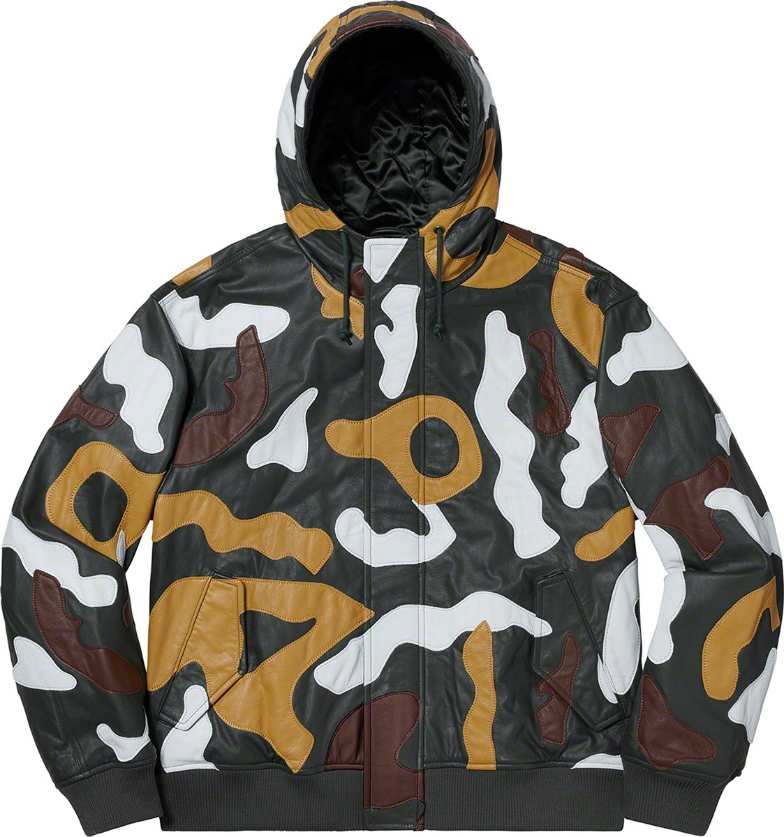 Camo Leather Hooded Jacket view 5